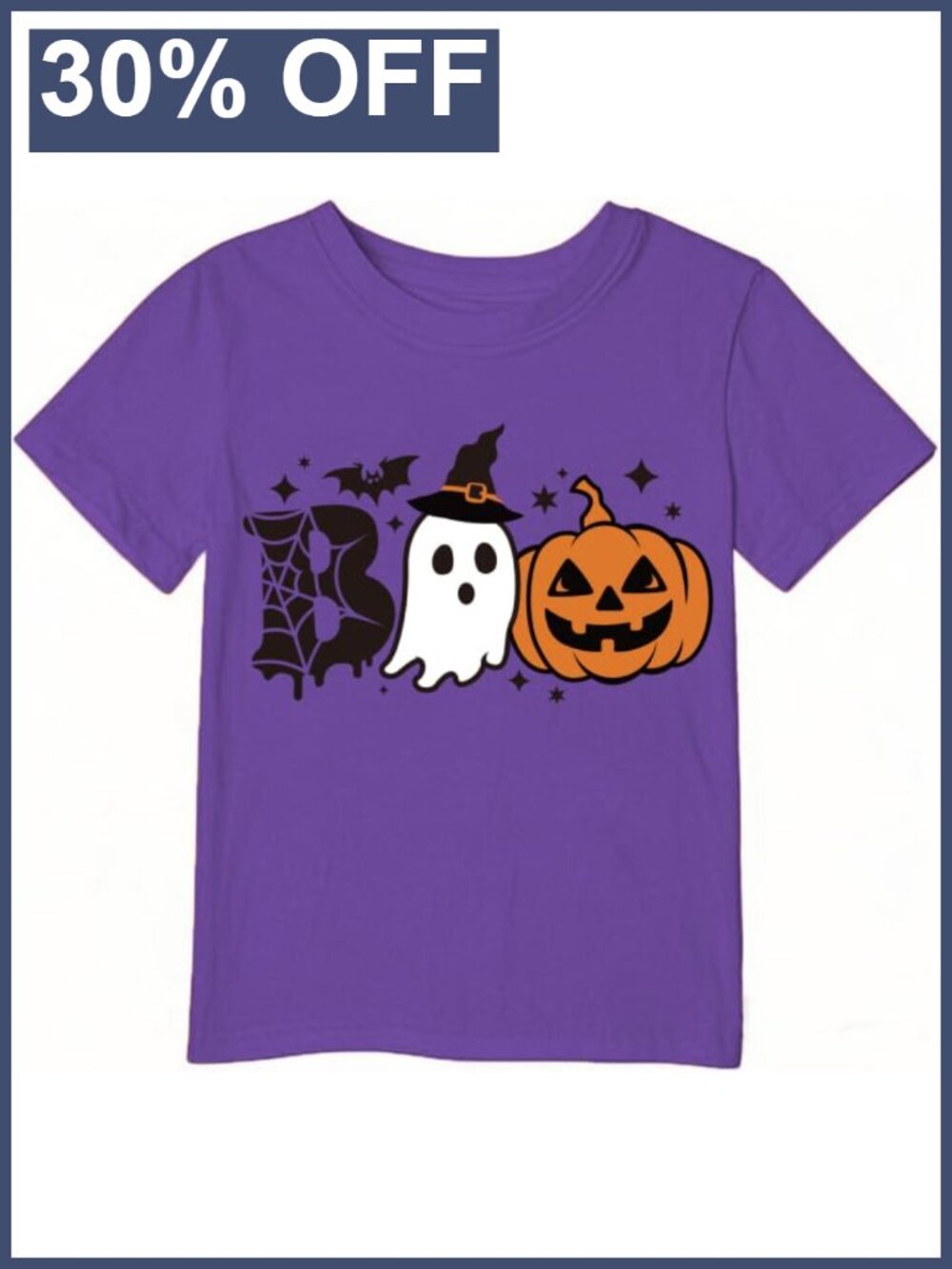 Toddler Halloween Cotton Tee Boo Pumpkin Spider Short Sleeve 2-7T
